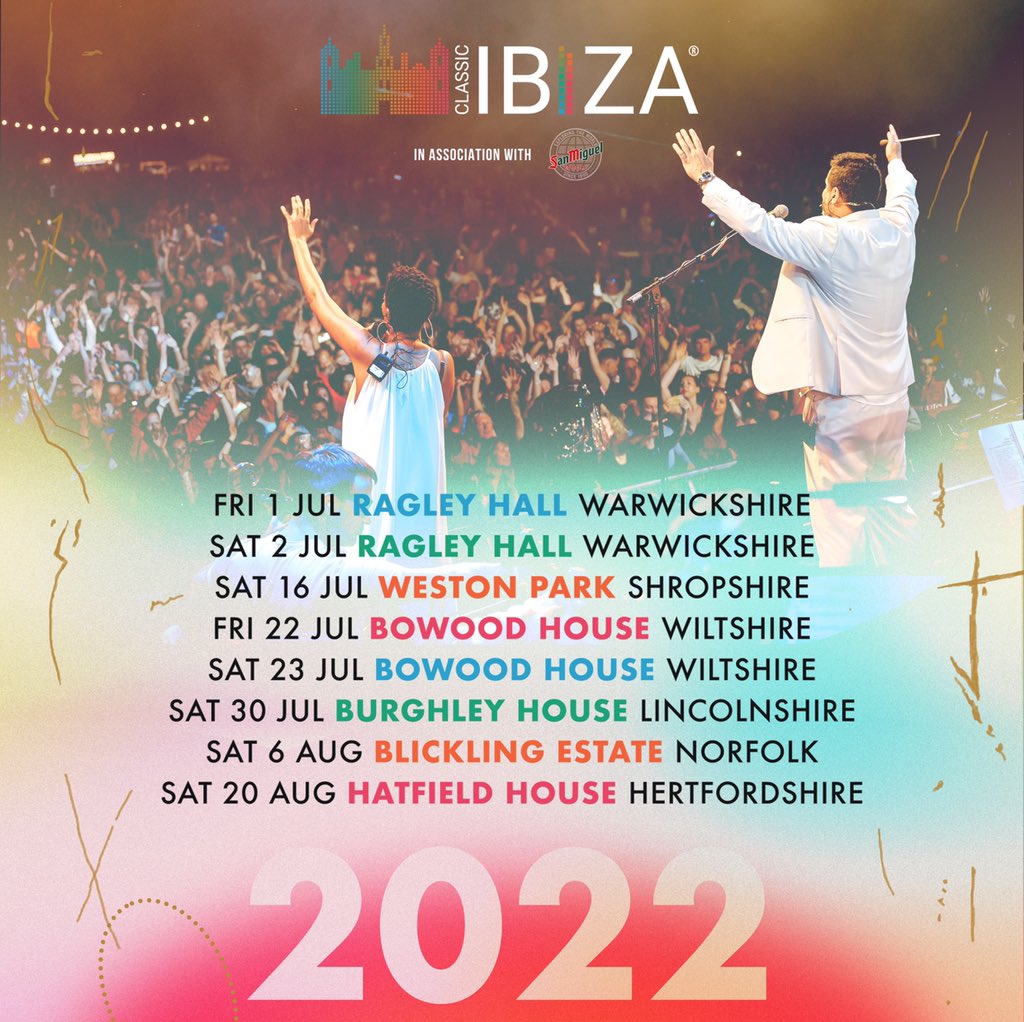 Tickets for Classic Ibiza’s 2022 tour go on sale Monday 6th September, at 10am.🙌

Classic Ibiza and the <a href="/UrbanSoulOrch/">Urban Soul Orchestra</a> will be returning to <a href="/RagleyHall/">Ragley</a>, <a href="/Weston_Park/">Weston Park</a>, <a href="/BowoodHouse/">Bowood House & Gardens</a>, <a href="/burghleyhouse/">Burghley</a>, @BlicklingNT, and @Hatfield_House. Which venue will you be securing tickets for?🤩