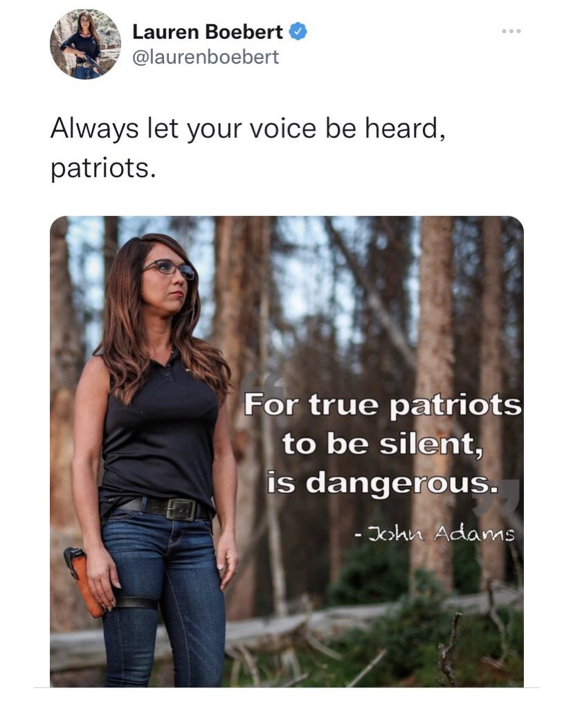 Of course, it wasn’t John Adams who said this.
It was Sam Adams.
But Klannie Oakley doesn’t know those are two different people.