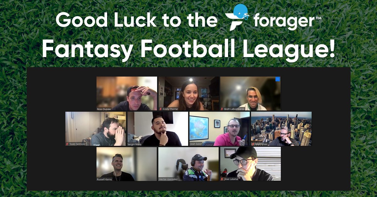 ForagerSCS's tweet image. Nothing says Fall like fantasy football! This week our team kicked off a rousing season of victories, losses, and Browns-roasts with a virtual draft. Happy #ForagerFriday to football fans everywhere, and may your teams be as strong as the Bears&apos; faith in Andy Dalton.