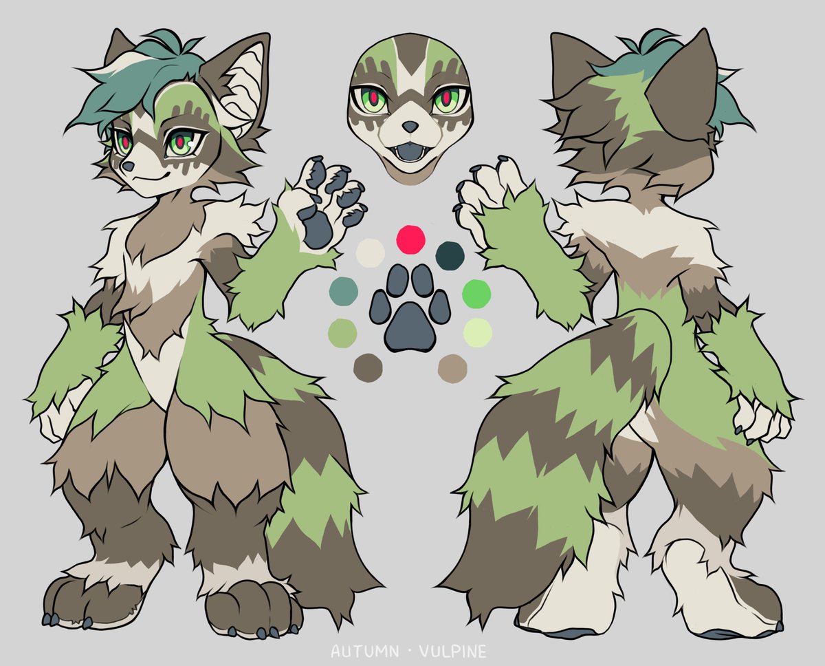 KaoruFox's tweet photo. Fursuit concept reference for @KeijiCase 💚 #kemono #kemonofursuit #autumnvulpine https://t.co/VzIGl4p8Kw
