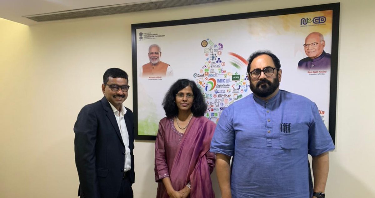 Delighted to meet Hon'ble MoS Shri Rajeev Chandrasekhar and discuss how <a href="/cisco_in/">Cisco India</a> can partner with the government on #DigitalIndia and #SkillIndia <a href="/Rajeev_GoI/">Rajeev Chandrasekhar (Parody)</a> <a href="/GoI_MeitY/">Ministry of Electronics & IT</a> <a href="/MSDESkillIndia/">Skill India</a> <a href="/Harishkrishnan/">Harishkrishnan</a>