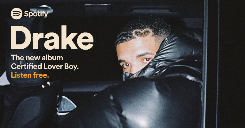 Spotify's tweet photo. The wait is over. Drake’s new album is out now on Spotify.
