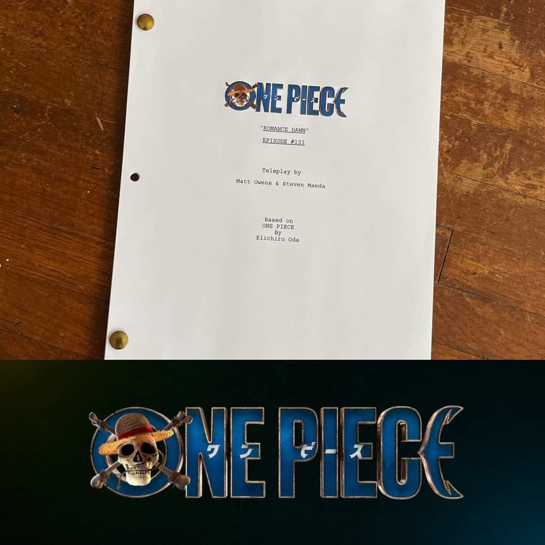 #Netflix compartió una foto del guión del piloto que prepara de la serie Live action basada en #OnePiece en donde también podemos ver como será el logo oficial.