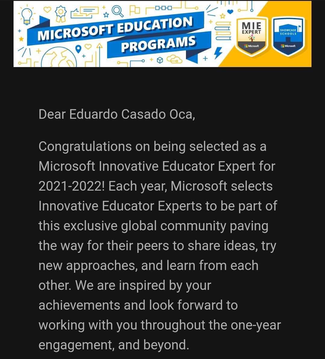 educaoca's tweet image. Otro año más he sido seleccionado como #MIEExpert... y van cuatro consecutivos. Gracias a #MicrosoftEdu