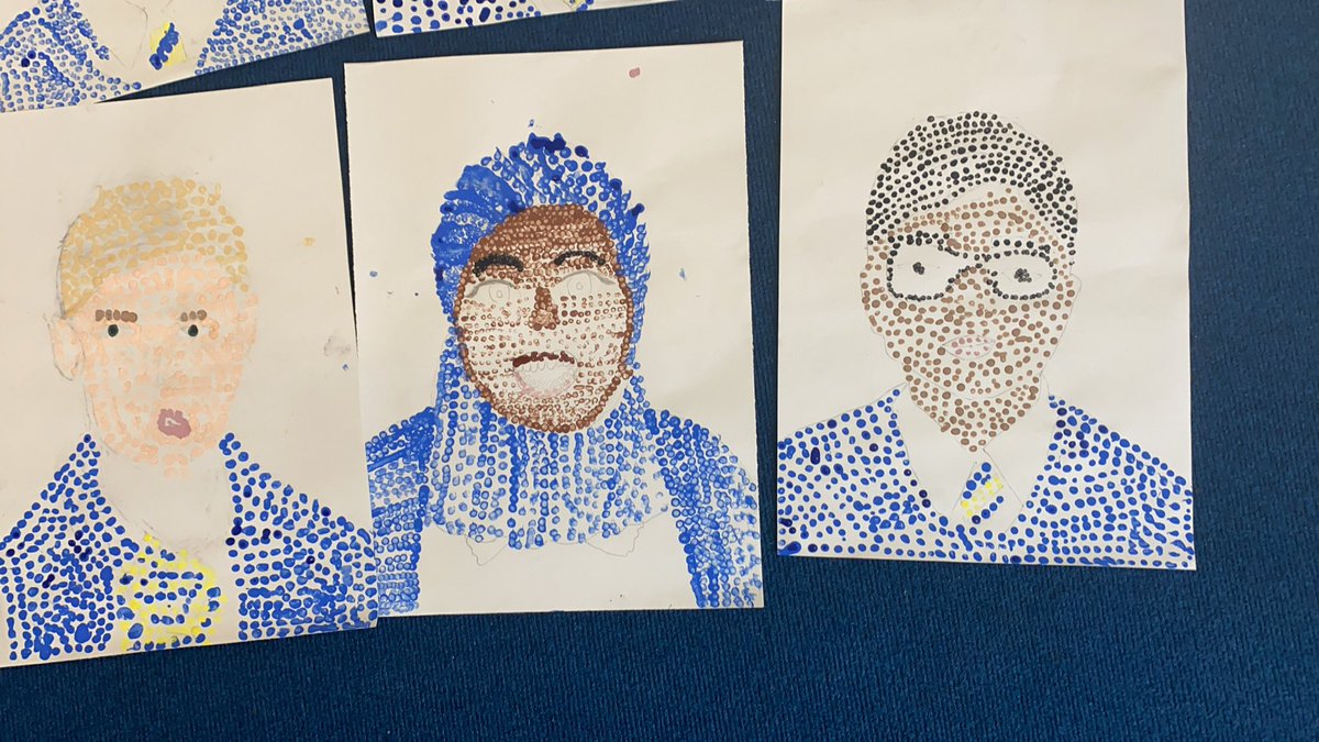 What a fabulous first day back! We’ve been exploring pointillism to begin creating self-portraits that we will display in our new classrooms 🎨 <a href="/AlexMcLeodPS/">Alexander McLeod</a>