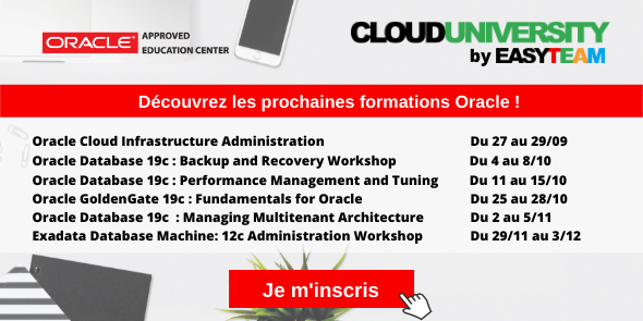 💡 Nos formations Oracle reviennent pour la rentrée ! Si vous êtes administrateur de bases de données, ingénieur support, etc., inscrivez-vous à l'une de ces formations et développez vos compétences Oracle ! 🚀#formation #formpro #oracle cloud-university.fr