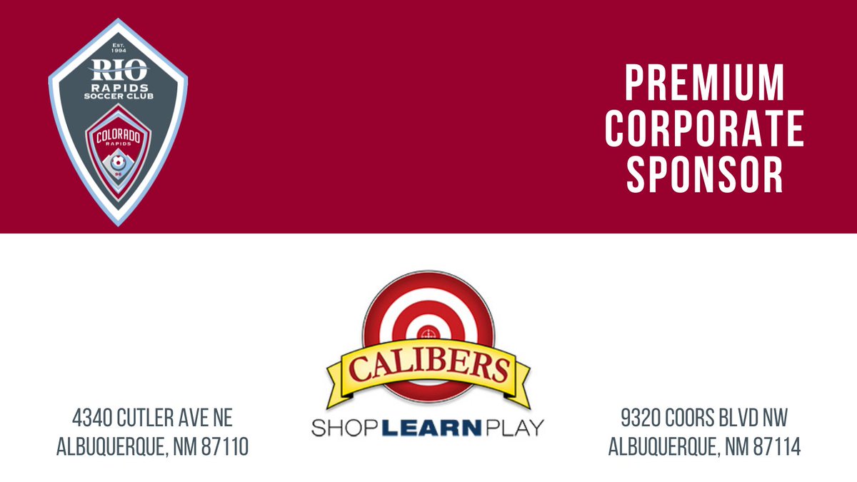 NMRapidsSC's tweet image. Friday Focus: Corporate Premiere Sponsor&amp;gt;&amp;gt;&amp;gt;Calibers We are grateful to our Rio Corporate Sponsors. Thank you @CalibersUSA   for your support of Rio Soccer Club.  #RioRapidsSC #CalibersUSA #ThankYou calibersusa.com