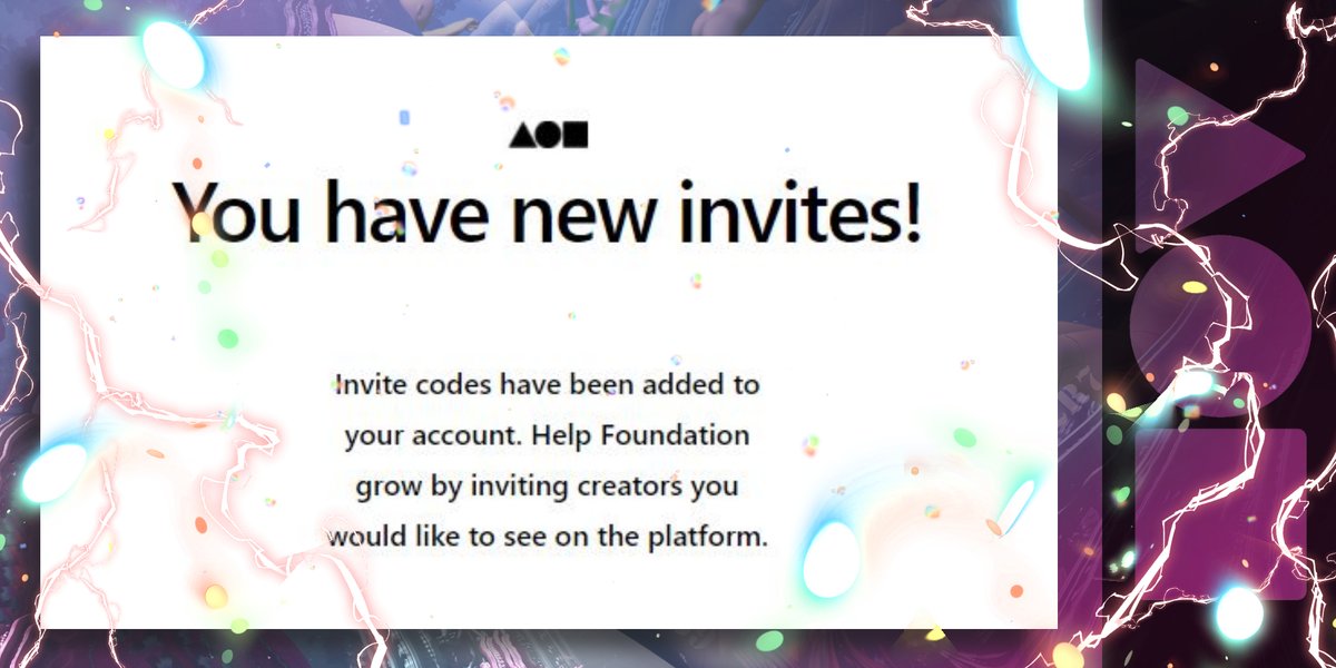 ✨✨✨FOUNDATION INVITE GIVEAWAY ✨✨✨
@withFND

-Follow 👥
-Like ❤️
-Retweet ♻️
-Post your artworks in comments 🌄

I'm going to check all your works and invite 1 of you in a few days 🔥🌴☀️🍀🚀

#fndinvite #fndinvites #foundationinvites #FoundationInvite #NFTCommunity  #nft