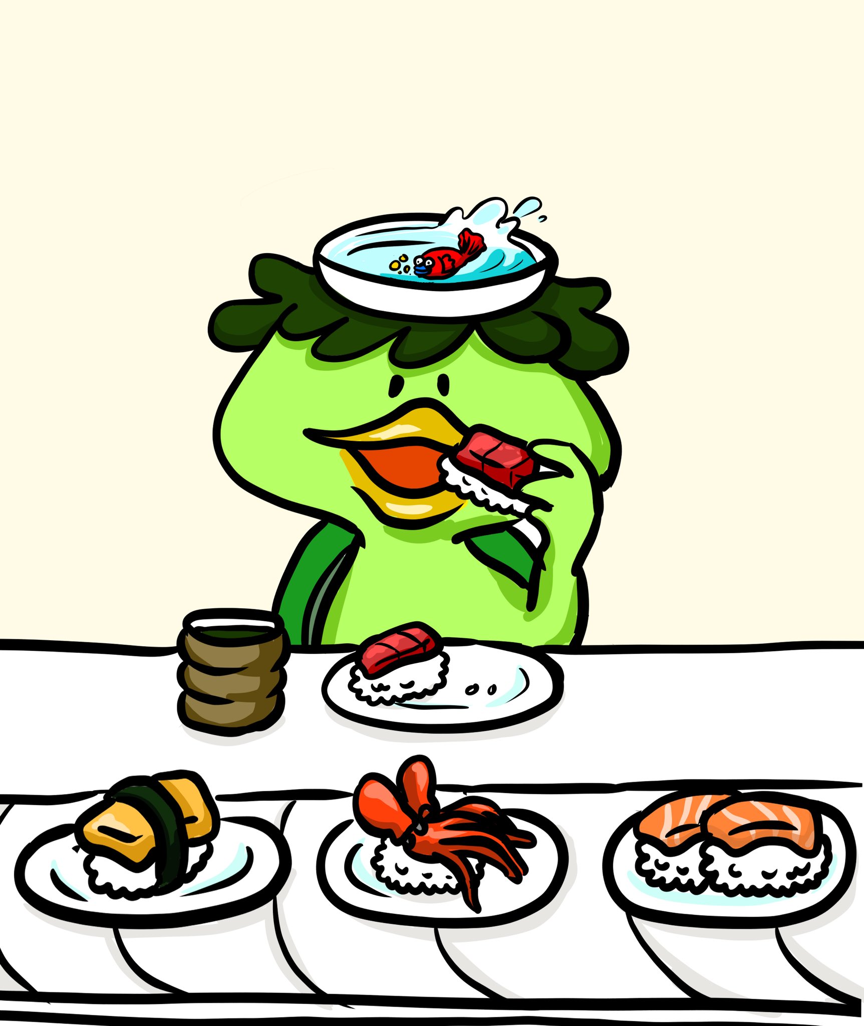 Nkk3challenge かっぱ寿司 ウワサのお客様 晩御飯 イラスト イラスト ミケ T Co Tujuci3vcy Twitter