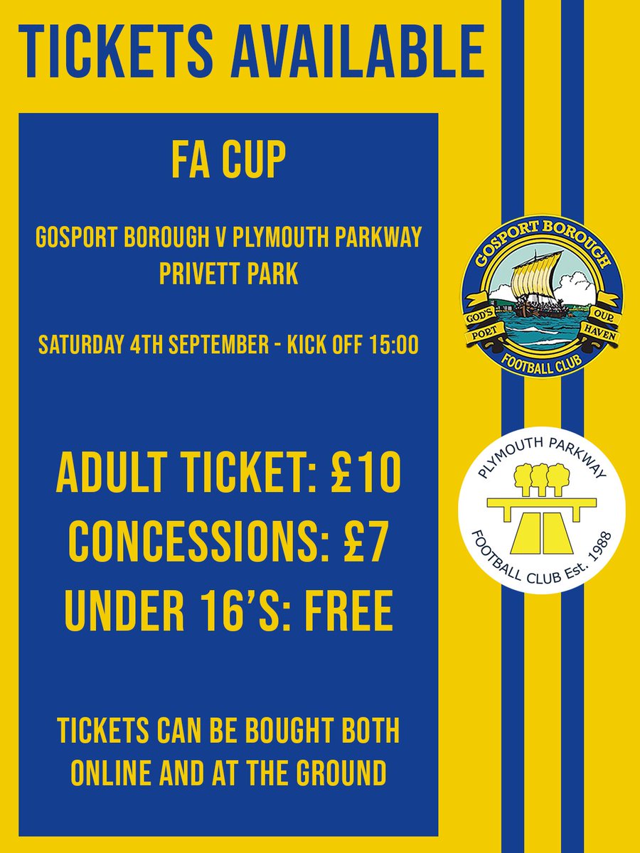 GosportBFC's tweet photo. ποΈ| TICKETS AVAILABLE
Tickets are still available online for Boro @EmiratesFACup tie against @PlymouthPFC.
https://t.co/Ro7vXb8yzm
#UTB #GOSPLY #FACup #JoinTheBoroFamily https://t.co/hCXaNJiy6A
