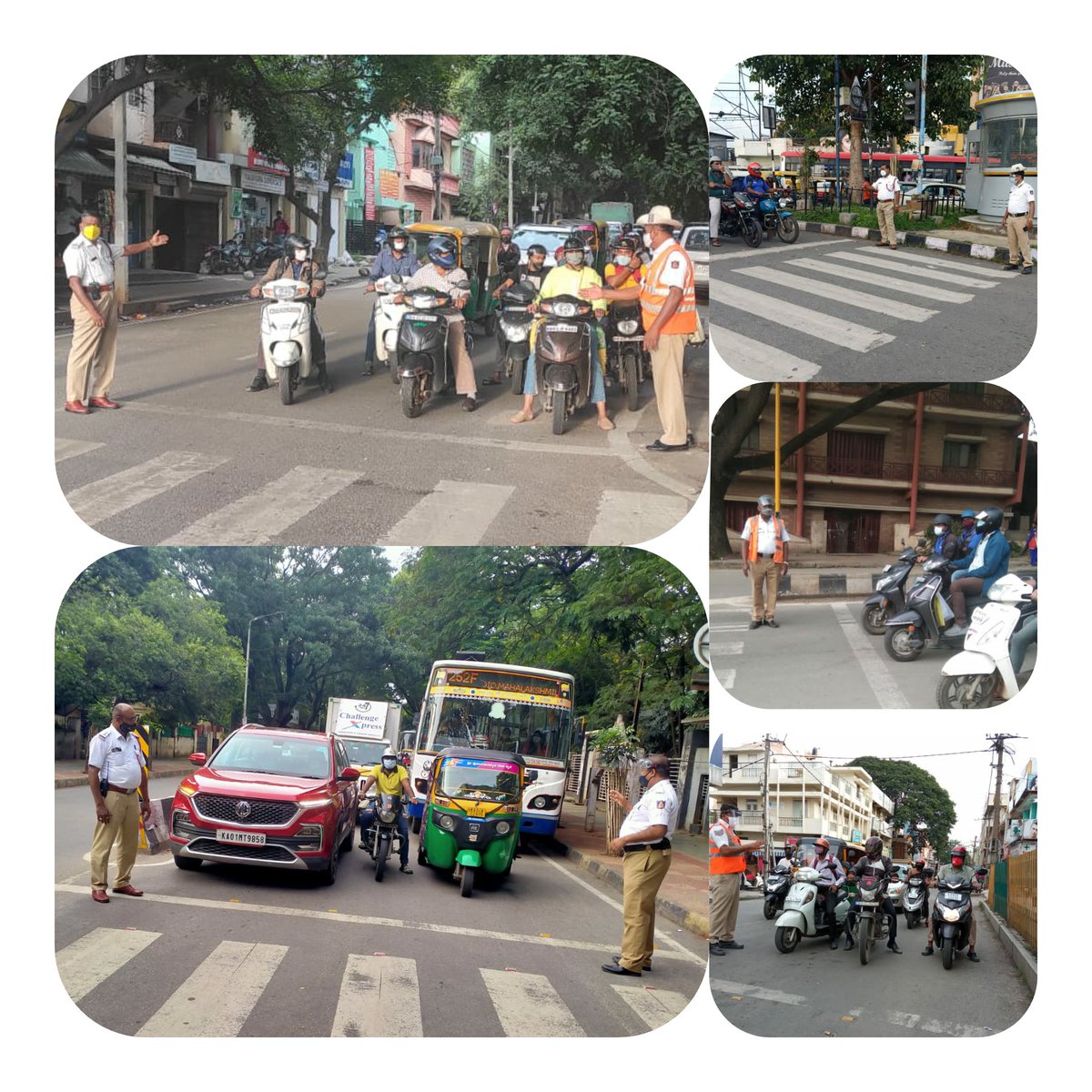 RAJAJINAGAR TRAFFIC POLICE STATION, BTP (@rajajinagartrps) on Twitter photo ಈ ದಿನ ರಾಜಾಜಿನಗರ ಸಂಚಾರ ಪೊಲೀಸ್ ಠಾಣಾ ವ್ಯಾಪ್ತಿಯ ಪ್ರಮುಖ ಜಂಕ್ಷನ್ ಗಳಾದ ದೋಭಿಘಾಟ್, ರಾಜಾಜಿನಗರ ಎಂಟ್ರೆನ್ಸ್, ನ್ಯೂ ಸಾಗರ್ ಜಂಕ್ಷನ್, ಮತ್ತು ಬಾಷಮ್ ಸರ್ಕಲ್ ಈ ಜಂಕ್ಷನ್ ಗಳಲ್ಲಿ ವಾಹನ ಸವಾರರಿಗೆ, ಸಂಚಾರ ನಿಯಮಗಳಾದ Zeebracrossing Stopline ಬಗ್ಗೆ ಅರಿವು ಮೂಡಿಸಿ ಅವುಗಳ ಪಾಲನೆ ಬಗ್ಗೆ ತಿಳುವಳಿಕೆ ನೀಡಲಾಗಿದೆ.<a href="/DCPTrWestBCP/">DCP TRAFFIC WEST</a> ಈ ದಿನ ರಾಜಾಜಿನಗರ ಸಂಚಾರ ಪೊಲೀಸ್ ಠಾಣಾ ವ್ಯಾಪ್ತಿಯ ಪ್ರಮುಖ ಜಂಕ್ಷನ್ ಗಳಾದ ದೋಭಿಘಾಟ್, ರಾಜಾಜಿನಗರ ಎಂಟ್ರೆನ್ಸ್, ನ್ಯೂ ಸಾಗರ್ ಜಂಕ್ಷನ್, ಮತ್ತು ಬಾಷಮ್ ಸರ್ಕಲ್ ಈ ಜಂಕ್ಷನ್ ಗಳಲ್ಲಿ ವಾಹನ ಸವಾರರಿಗೆ, ಸಂಚಾರ ನಿಯಮಗಳಾದ Zeebracrossing Stopline ಬಗ್ಗೆ ಅರಿವು ಮೂಡಿಸಿ ಅವುಗಳ ಪಾಲನೆ ಬಗ್ಗೆ ತಿಳುವಳಿಕೆ ನೀಡಲಾಗಿದೆ.<a href="/DCPTrWestBCP/">DCP TRAFFIC WEST</a>