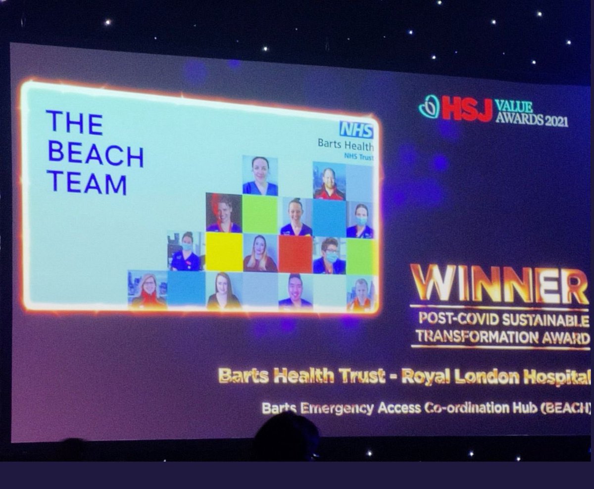 tonyjoy81's tweet photo. BEACH &amp; PRU: amazing! @HSJ_Awards #HSJValue 

Both have vision &amp; ambition for more patient-centred emergency care.

Both attempt to create an effective,  collaborative interface between @NHSBartsHealth Emergency Departments &amp; @LdnAmbulance. 

Necessary UEC transformation.

#proud https://t.co/7Q5fvU3yfT