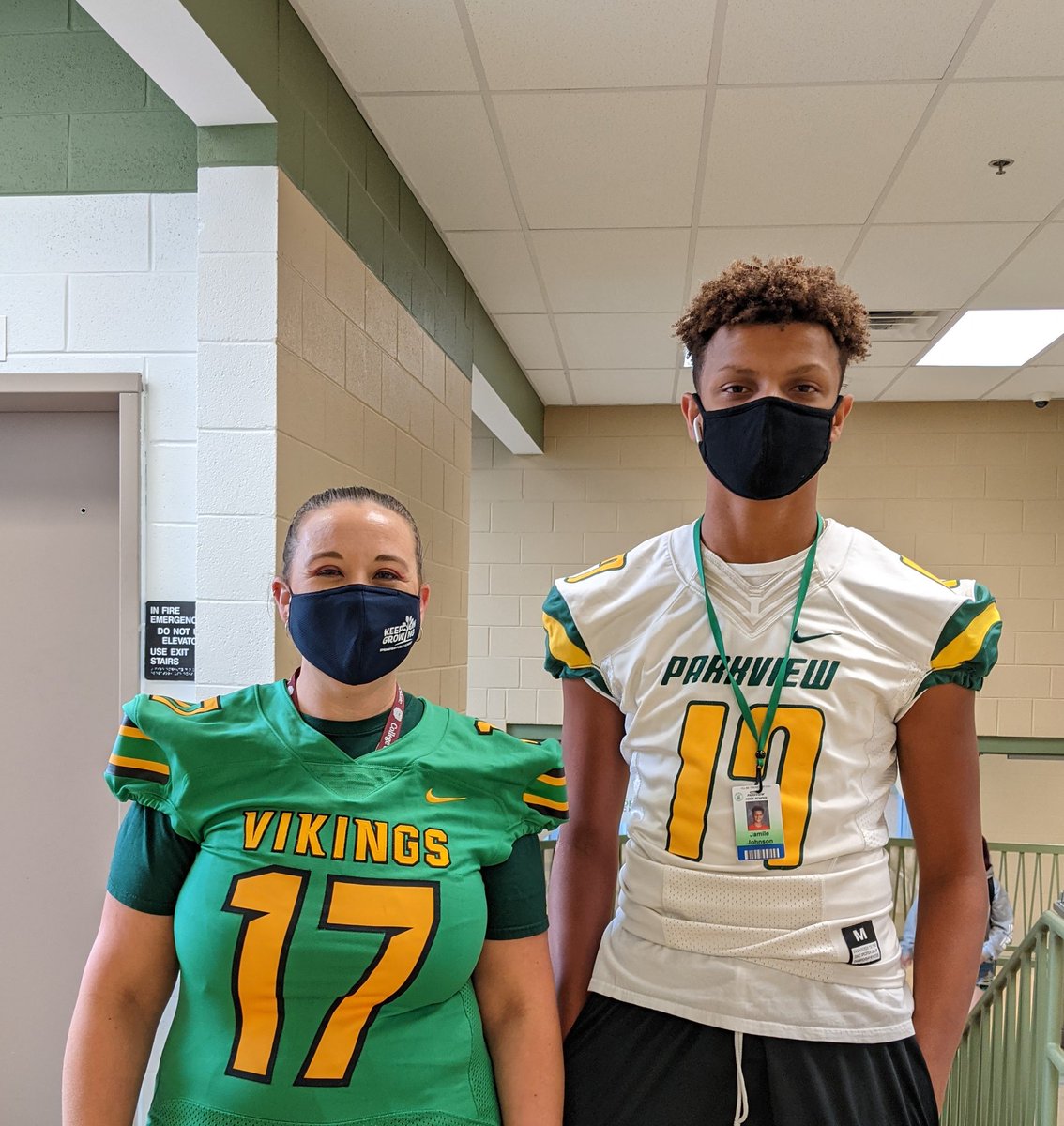 Viking jersey strikes again! Had this guy in my classes for two years now! So honored to get Jamile's jersey! #beparkview