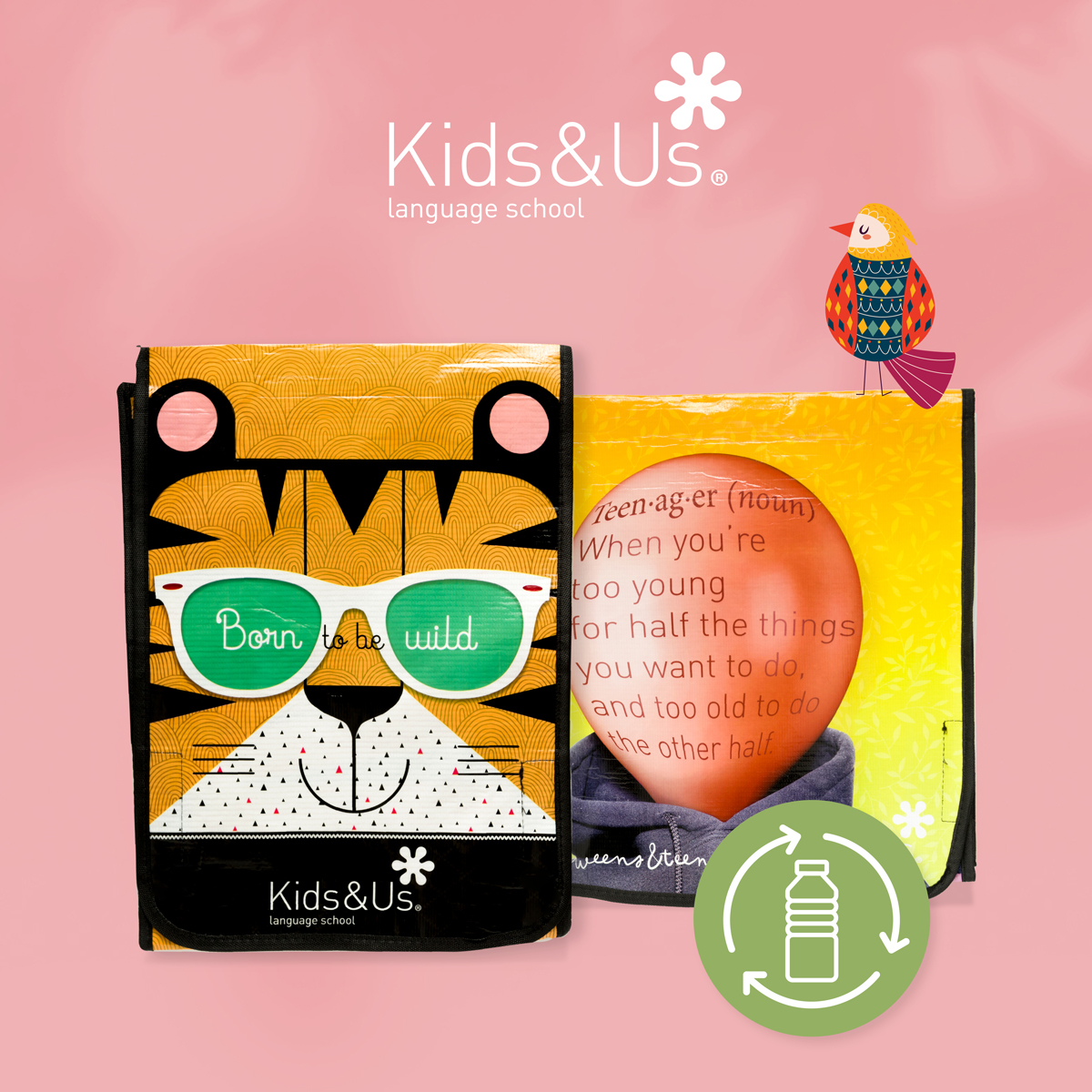 kids_us's tweet photo. Did you know that our students’ rucksacks are made from recycled plastic? Each rucksack is made from four recycled plastic bottles.  🌻

#SayitinEnglish #learnenglish #englishschool #kidsandus https://t.co/YH8oKZSHO6