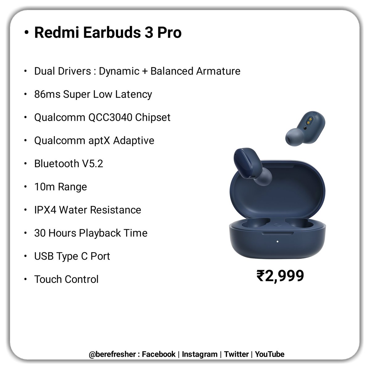 Redmi Earbuds 3 Pro launched in India 
.
@RedmiIndia 
.
#RedmiEarbuds3Pro #RedmiEarbuds #Redmi #RedmiIndia #Earbuds #BeRefresher
