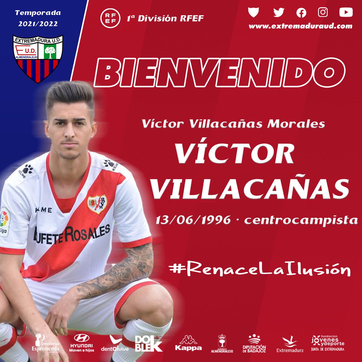 ✅ El Extremadura UD se hace con los servicios del extremo Víctor Villacañas, quien firma por dos temporadas.
👏 ¡Bienvenido!
#renacelaILUSIÓN