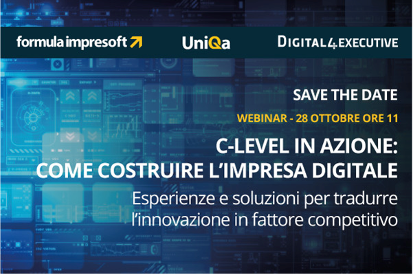Il 28 ottobre partecipa al #webinar di #FormulaImpresoft "C-Level in azione", un incontro per aggiornarsi e comprendere a fondo quali sono le sfide per le imprese e i trend evolutivi che orienteranno le strategie aziendali.
Aggiungi la data al calendario: lnkd.in/dPF9HWM7