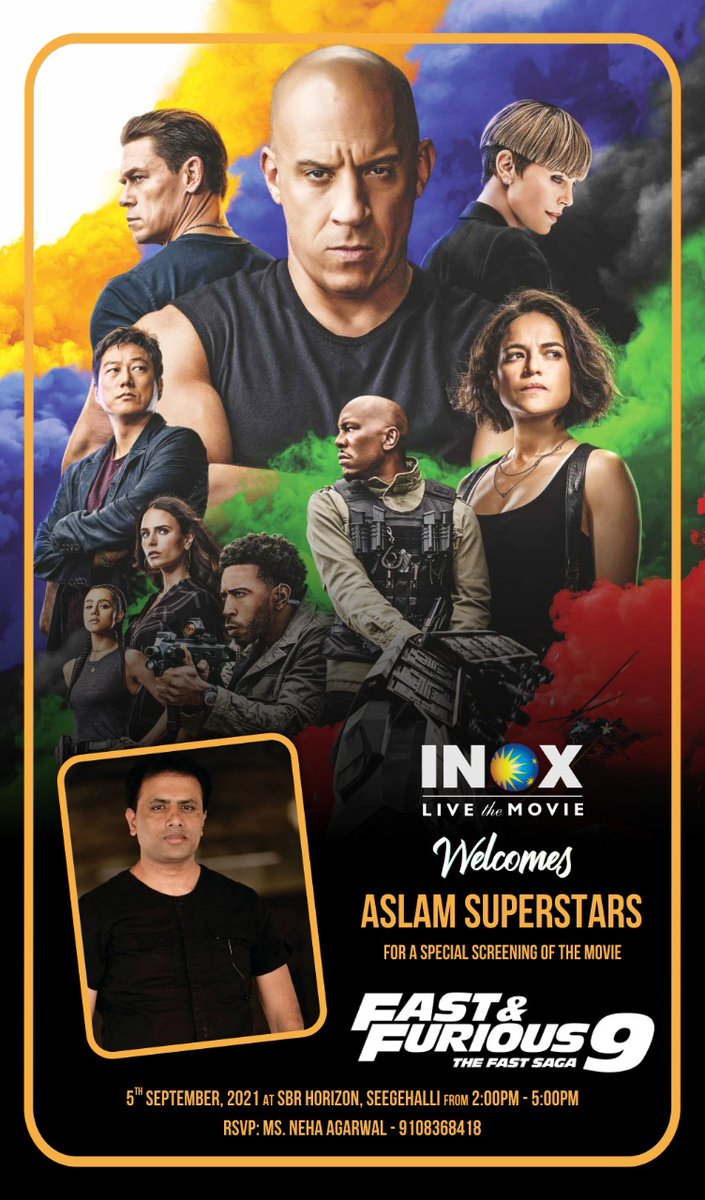 SuperstarAslam's tweet photo. ಧನ್ಯವಾದಗಳು #ಐನಾಕ್ಸ್ 

Thank You INOX Leisure Ltd. 
For the special invite and special screening of the movie #fastandfurious 

#inox #screen #moviesforlife #inoxwhitefield #fastandfurious10
#english #movies #worldwide #release #action #thriller #NammaSuperstars #aslamsuperstars https://t.co/QMv3xLaaeL