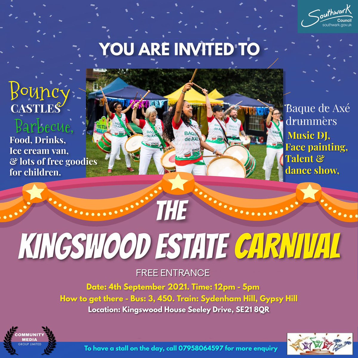 Tomorrow: Kingswood Estate Carnival Saturday 04.09.21. 12pm–5pm. Baque de Axé 1-4pm. Kingswood House, Seeley Drive, SE21 8QR
.
#Maracatu #Brazil #London #BrazilianRhythms #BrazilianMusic #AfroBrazilianCulture #BrazilianCulture #MusicCulture #Music #Percussion #Drums #Carnival