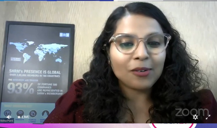 SHRMindia's tweet photo. Thanking Neha Pant, Associate Director, Knowledge &amp; Advisory, SHRM India for being such a wonderful host at #SHRMTech21!

#VirtualConference #Talent #Technology #Tech #WorkTech #SHRM #WorkExponentiated https://t.co/eYcLiwuZ41