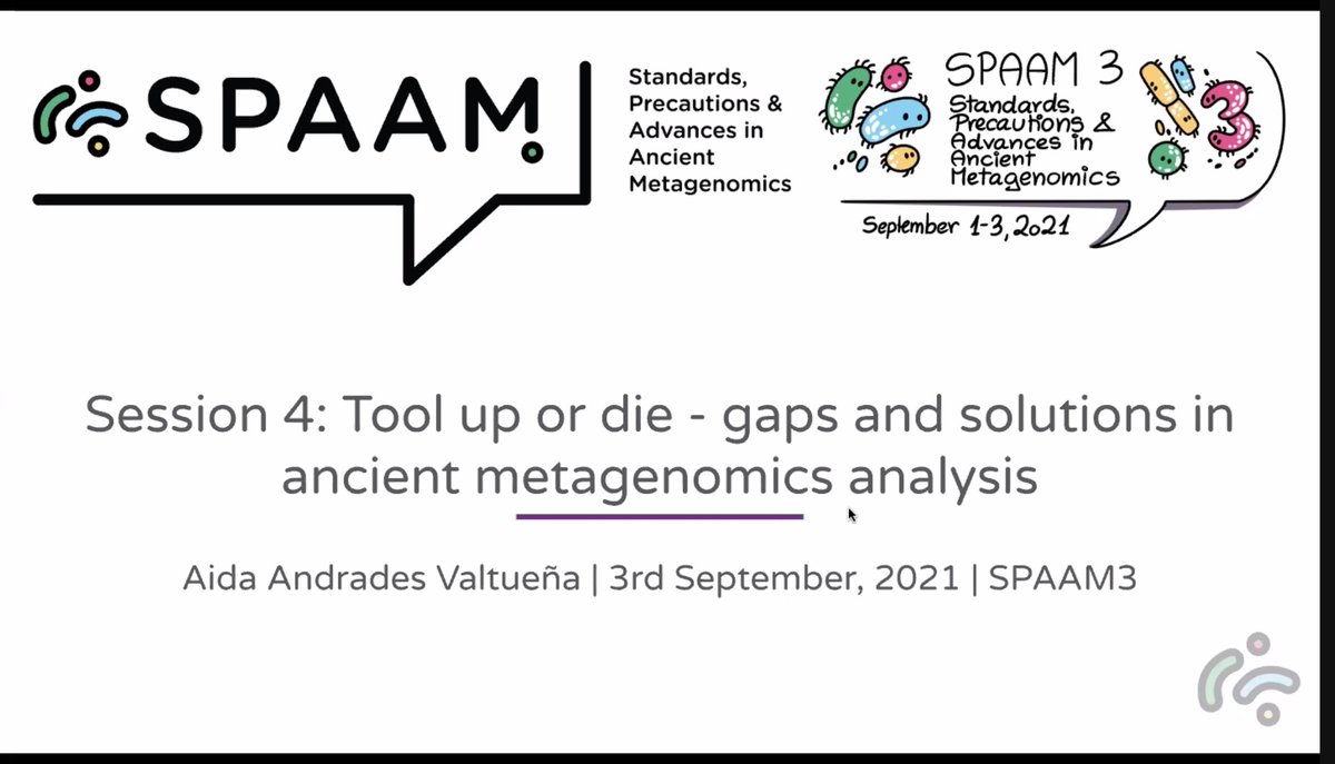 spaam_community's tweet image. Last day of #SPAAM3 starting now! Looking forward to presentations on #ComputationalTools in #AncientMetagenomics and a great discussion! #Bioinformatics #aDNA