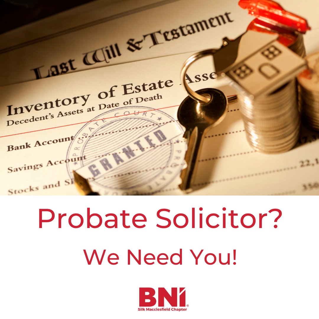 We are looking for a Probate Solicitor to visit our chapter (currently online) on a Thursday am at 0645.. 

There are several financial related members that are looking to work with such a business and we'd love you to come and visit us.