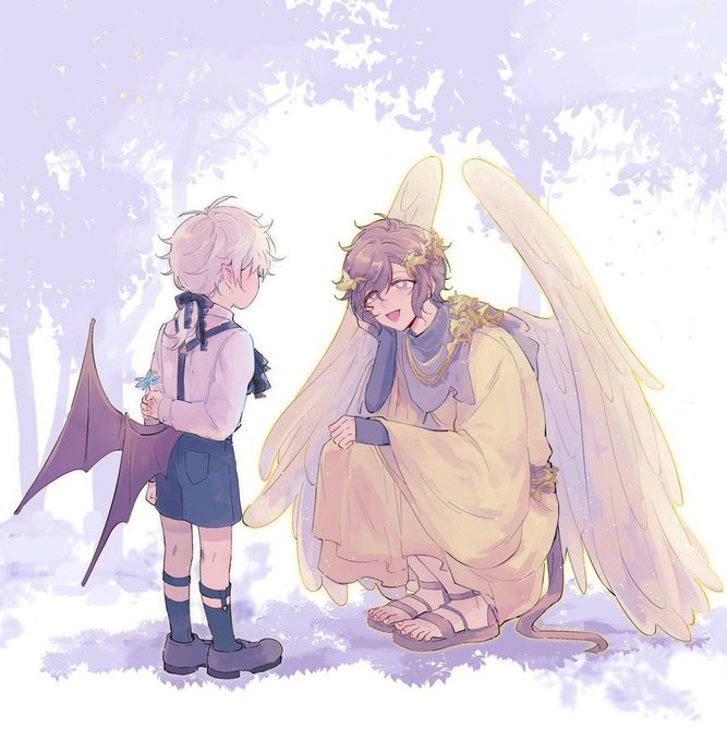 「天使と悪魔 白髪」のTwitter画像/イラスト(新着)