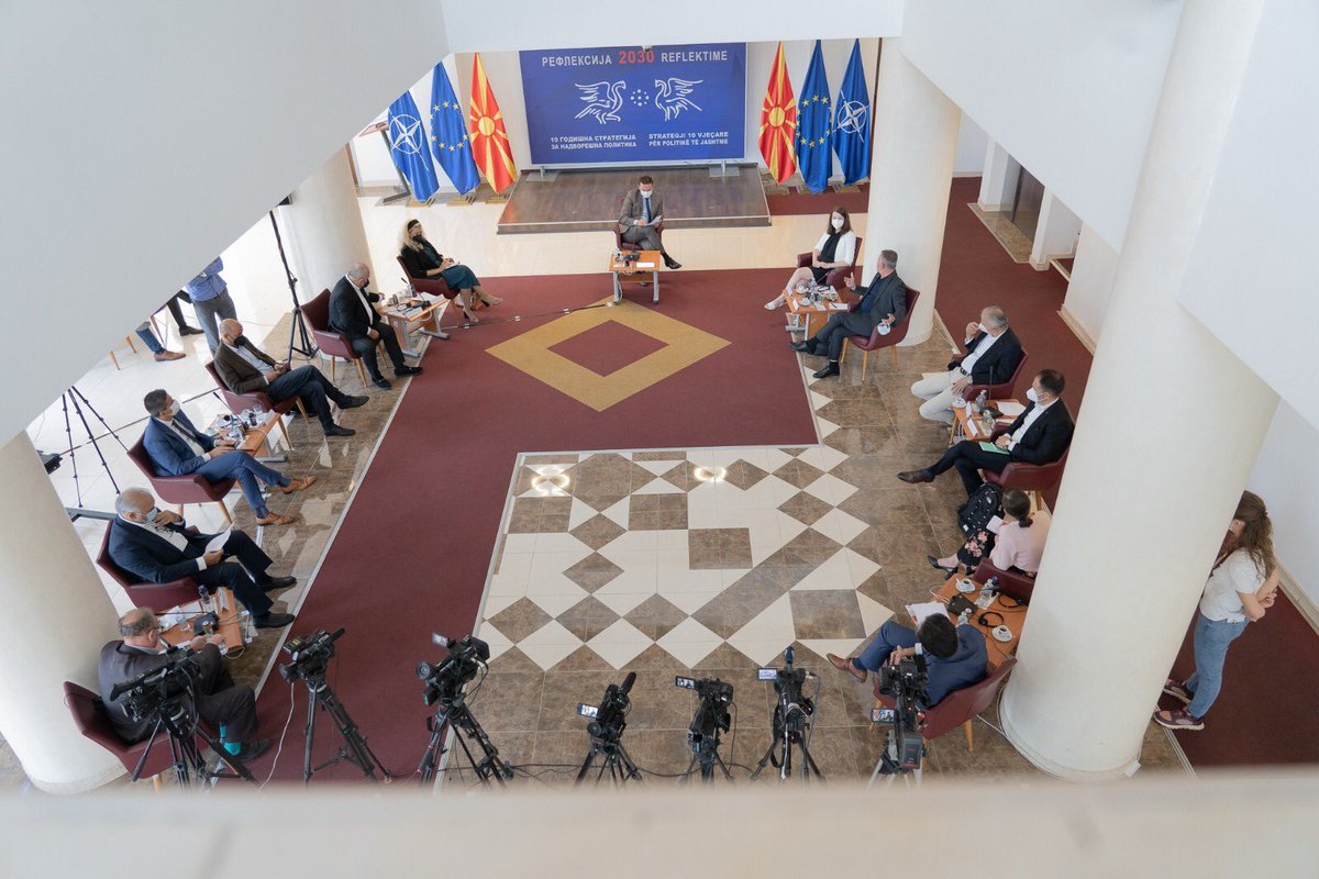 Bujar_O's tweet photo. Mtg of the StrategicCouncil within the #Reflection2030 project of @MFA_mkd - dedicated to the situation in #Afghanistan & its immediate implications. Discussions on the lessons learned from this crises vis-a-vis future-proofing the country's response towards similar emergencies. https://t.co/UnlASpX2uq