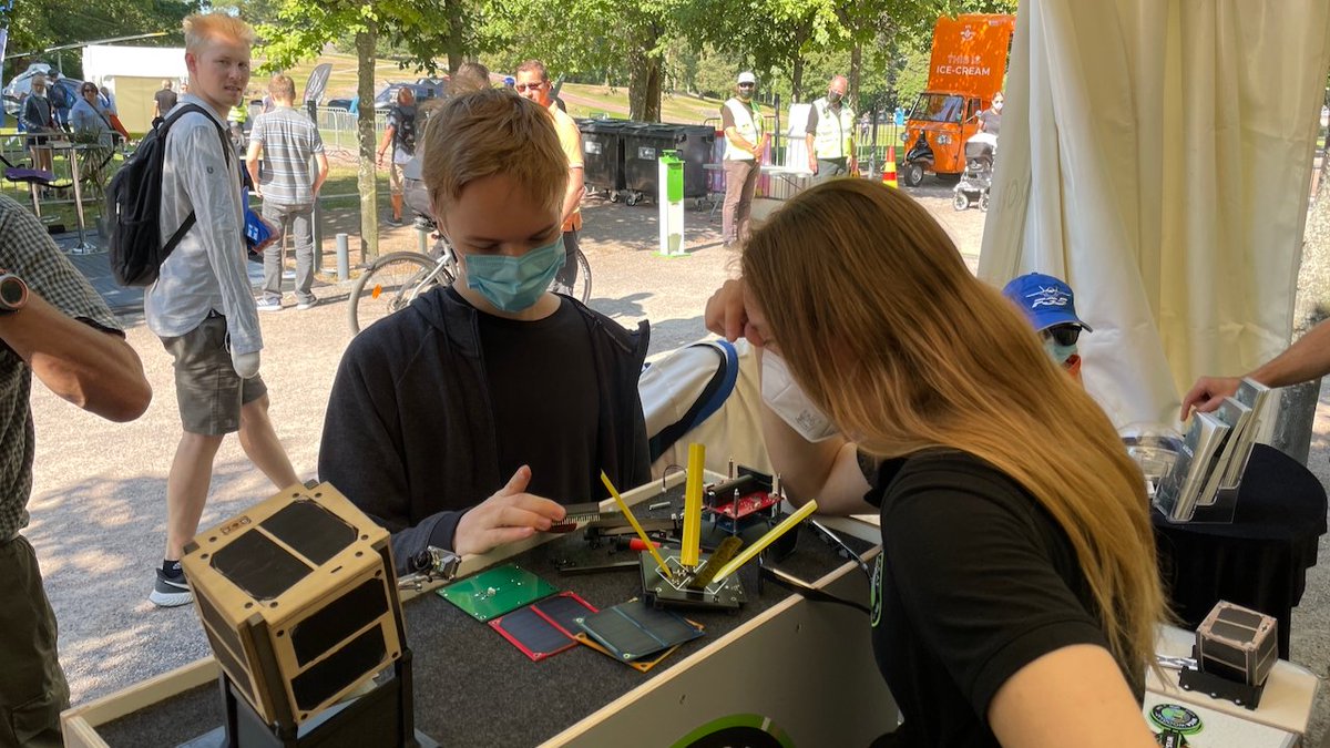 kitsatellite's tweet photo. It's a cold and stormy day in Finland today, so we're remembering those wonderful days at the #Kaivari21 air show and Estonian Aviation Days a month ago. It was a pleasure to show & tell about #Kitsat and @wisawoodsat in #Helsinki and #Tartu in beautiful summer weather! https://t.co/CieXns99Hs