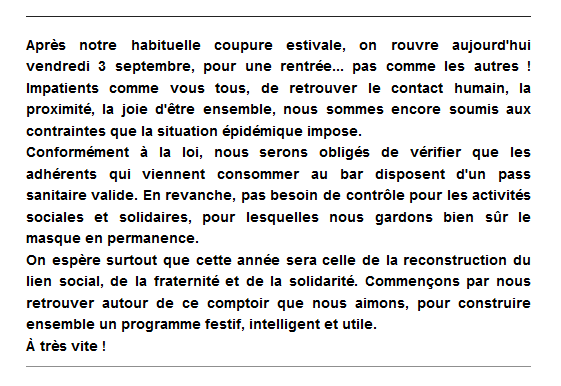 LeBarCommun's tweet photo. Si la rentrée vous pèse, venez l'alléger au #BarCommun !
La réouverture, c'est aujourd'hui, et le programme est là 👇
https://t.co/4KzpX64e1q
#Paris18 https://t.co/UrEDUkv9sL