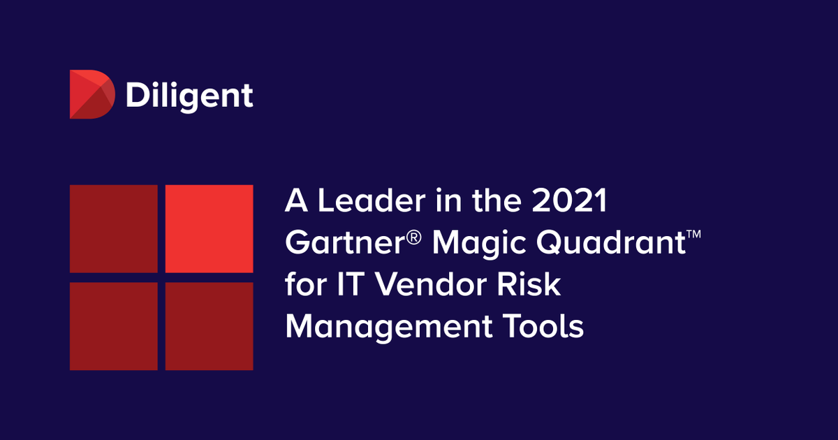 Diligent has once again been named a Leader in the Gartner® Magic Quadrant™ for IT Vendor Risk Management Tools. Download a copy of the 2021 report: bit.ly/3BAVWwh #riskmanagement #IT