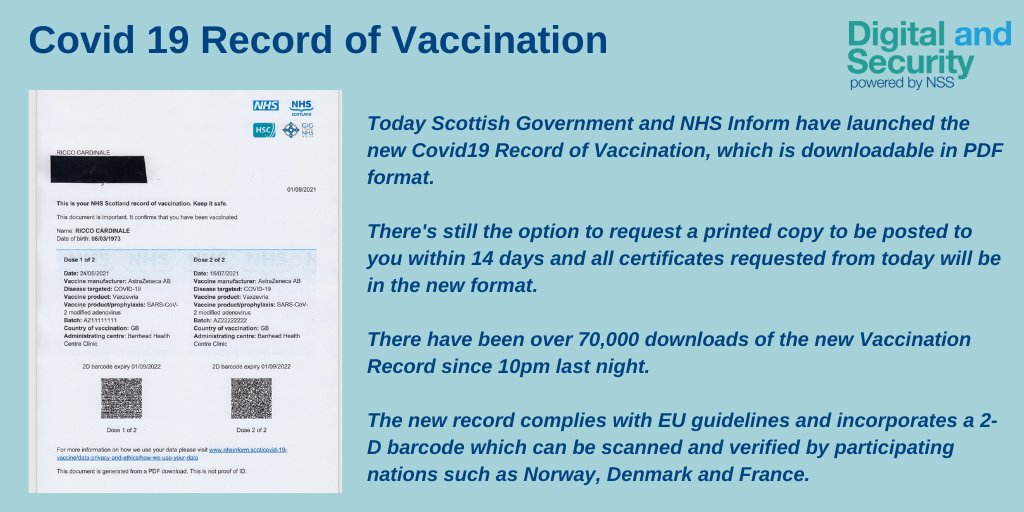 We're delighted to announce the successful go live of the Covid Vaccination record, developed by our team in partnership with @netcompany_uk and <a href="/ServiceNow/">ServiceNow</a>.  

Full instructions how to download are via NHS Inform:  nhsinform.scot/covid-19-vacci…

#CovidVaccinationRecord