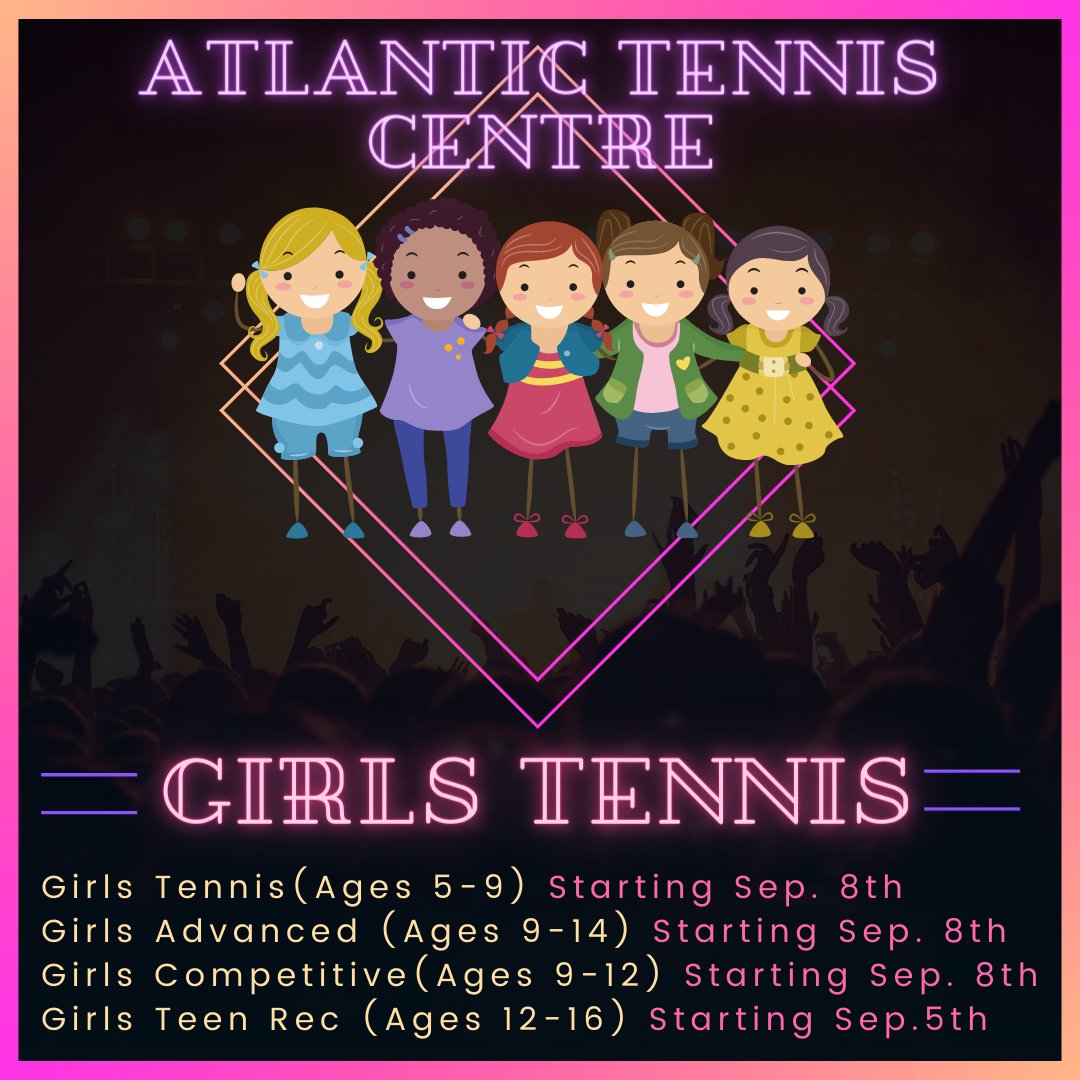 AtlanticTennis's tweet photo. These programs are starting soon and spots are limited so make sure you secure your spot! To view which days and times these are offered and to register use this link https://t.co/F1cCGfHuuE If you have any questions email jaredbrooks@atlantictenniscentre.ca
#GirlsSetMatch https://t.co/wIKNSSi3pt