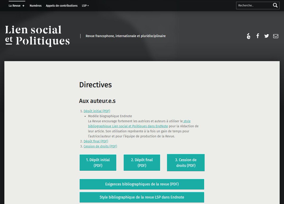 🍾Venez explorer le nouveau site Web de la revue : lsp.inrs.ca
Nouveautés : anciens appels de contributions, contenu exclusif et accès facile aux directives pour les auteur·es (dont l'indispensable style bibliographique Endnote 🤩)