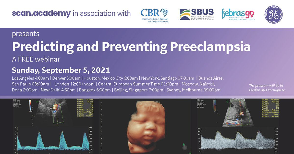 The popular webinar about Predicting and Preventing Preeclampsia is back – this time in English and Portuguese. Join us on September 5 and register here: webinaronline.in/Scan_Academy/0… 
#AHealthierFutureForWomen #Preeclampsia