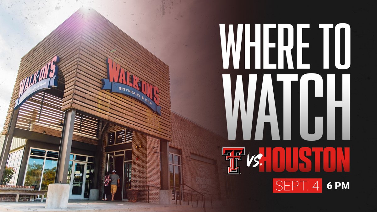Can't make it to Houston tomorrow for the <a href="/TexasTechFB/">Texas Tech Football</a> season opener? Walk-On's has you covered to watch the game!