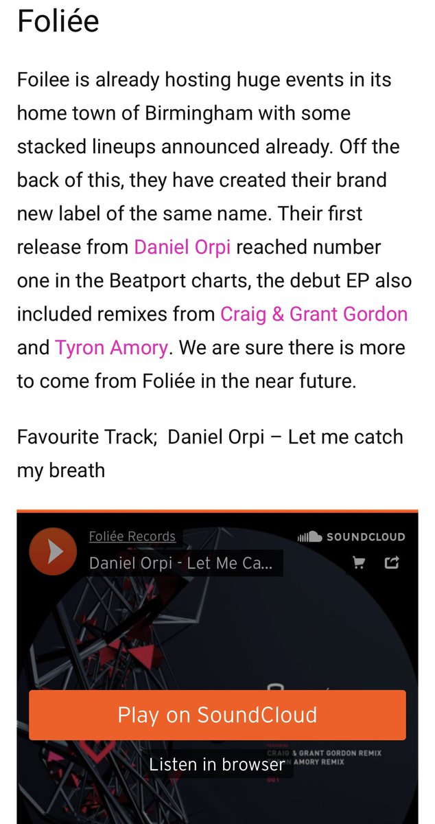 folieemusic's tweet image. Massive ❤️ to Chris Brooks &amp;amp; @datatrans for including us in there top 5 labels to look out for this year 🙏🏼🚀