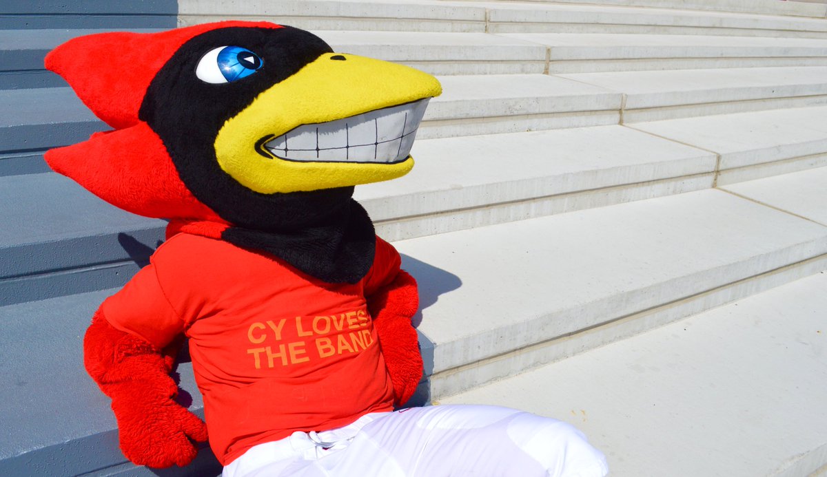 You heard it here first folks, Cy does indeed love the band. ❤️💛 SO excited to see everyone back in action!! Good luck @CycloneFB and @CycloneVB tomorrow!!🌪