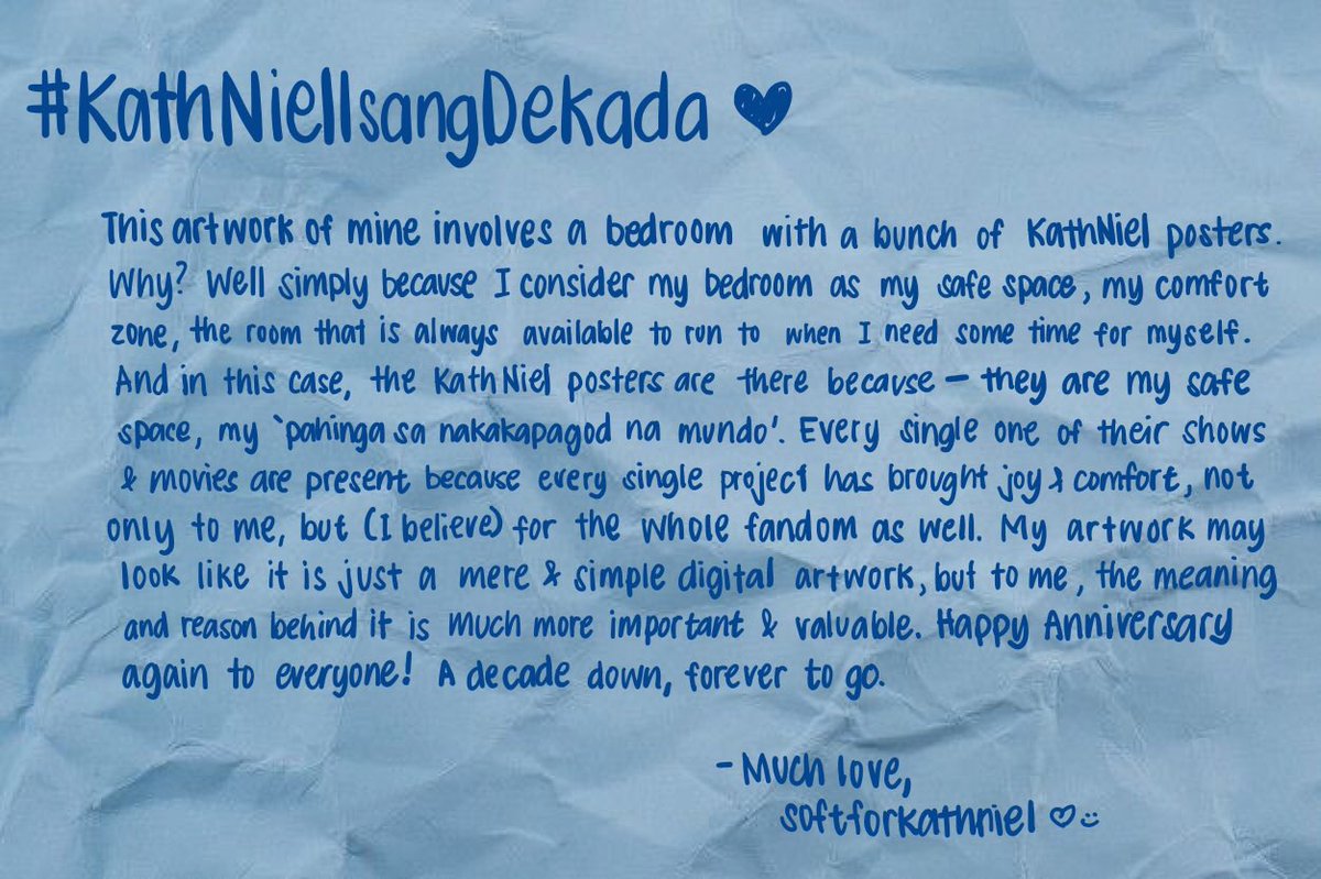 softforkathb's tweet photo. HAPPY 10TH YEAR ANNIVERSARY KATHNIEL 🥂💙

— kathniel has been my constant source of inspiration &amp; motivation. they have been my 'pahinga' ever since, thus why i decided to create this artwork ☻

🎨: https://t.co/BimRbnfDtC

#KN10thYearArtContest #KathNielIsangDekada 
#KathNiel https://t.co/BNKog6T86J