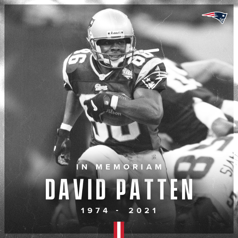Patriots's tweet photo. We are deeply saddened to learn of the loss of former Patriots wide receiver David Patten: https://t.co/TsZkzw3Q1W