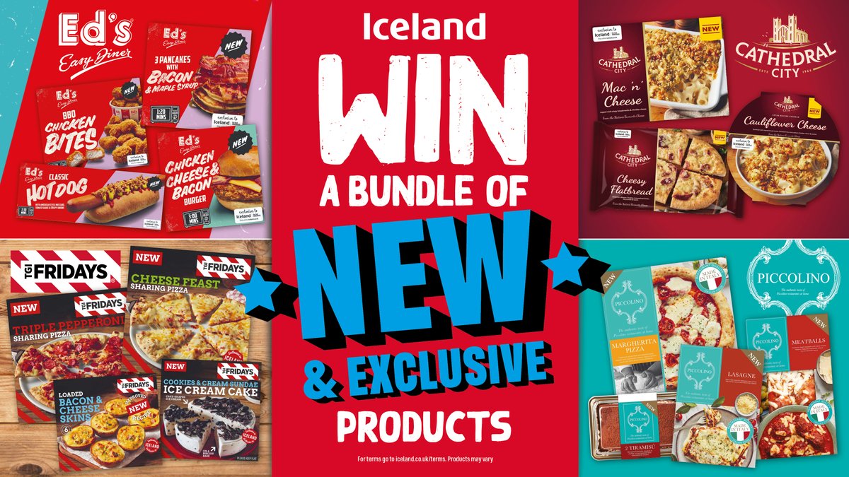 It's giveaway Friday!

LIKE, RT and reply to this Tweet using #BrandNewAtIceland before midnight on Sunday to be in with a chance of winning a bundle of BRAND NEW products.
Be Quick!

T&amp;Cs Apply iceland.co.uk/terms