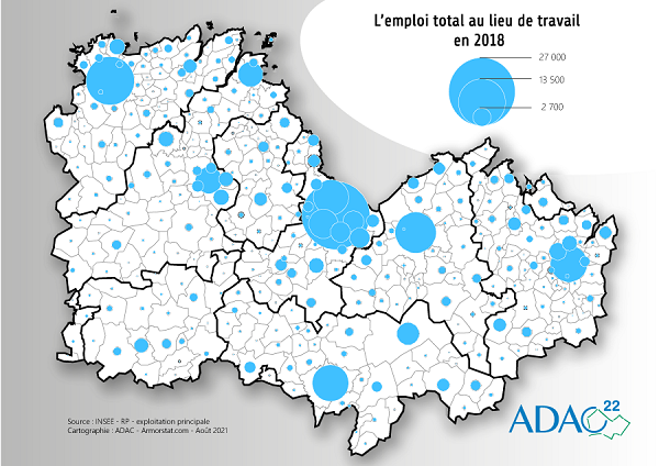 219 491 emplois recensés en <a href="/cotesdarmor22/">cotesdarmor</a> en 2018 (-556 par rapport à 2013) qui tendent progressivement à se concentrer dans et autour des principaux pôles urbains du département : Saint-Brieuc, Lannion, Guingamp, Dinan, Lamballe, Loudéac. Détails : armorstat.com/atlas_armorsta…