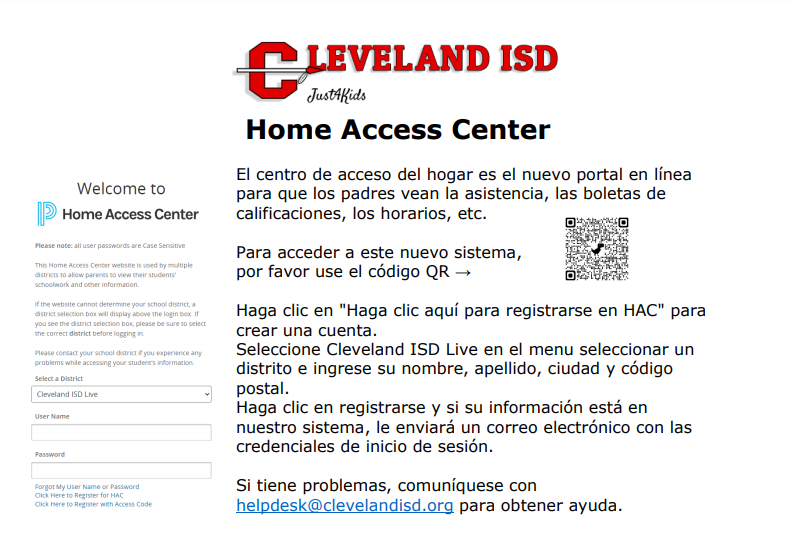 ClevelandISDTX's tweet photo. Parents/Guardians - Looking to check your student's attendance, schedule, grades? Follow the guidelines on the flyers below to access our online portal, Home Access Center!

More information can be found on the Home Access Center page on our website under Parents &amp; Students! https://t.co/TeQbgcyHeC