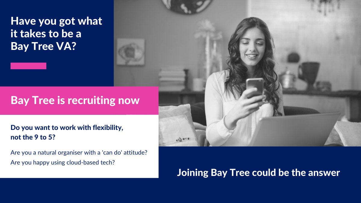 BayTreeVA's tweet image. ⌚️ Time for a change? Bay Tree VA is looking for new recruits this Autumn. Do you have what it takes to be a Bay Tree Virtual Assistant? Find out more, register at tinyurl.com/u8fc5k74
#virtualassistants #businesssupport #newjob #newstart