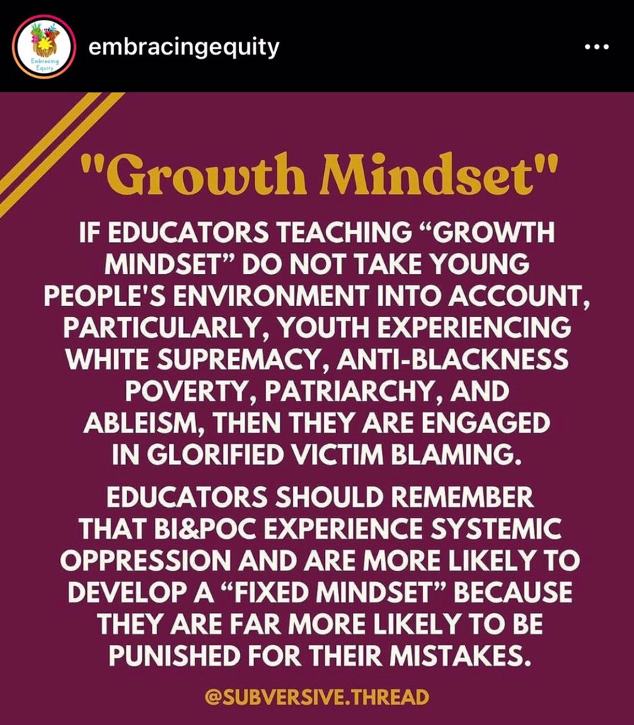 KelliMWPhillips's tweet photo. Critical thought from Embracing Equity.  We can preach growth mindset all we want, but we have to recognize and work to dismantle systemic oppression or we cannot expect real growth. https://t.co/Z38E1JG8S1