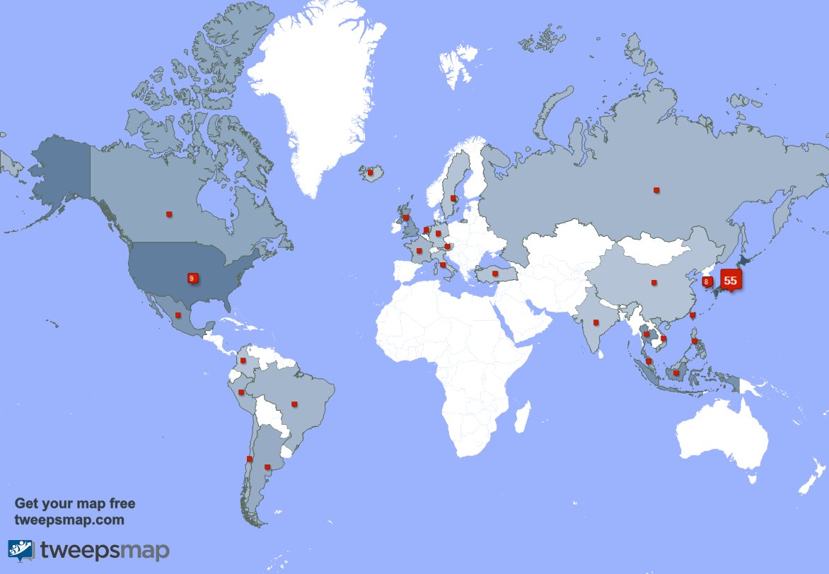 「My followers live in Japan (55%), USA(9%」|アモガンのイラスト