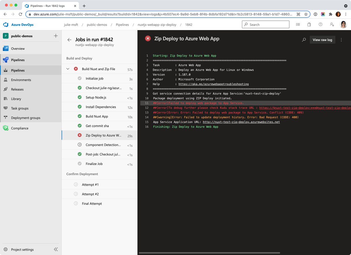 jng5's tweet image. I give up 😪
Leaving the rabbit hole trying to debug and compare git vs zip deployments for #Azure App Service. 
But I did get a working UI test example with #WebDriverJS I can use for a future video 🤓
github.com/julie-ng/azure…
Anyone interested in that?