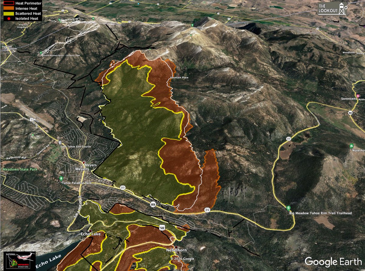 wildland_zko's tweet photo. #CaldorFire - 9/3/2021 Morning Update
Mapping at 9:30pm, 9/2/2021. White line is 24 hr spread. Some lateral spread on eastern head of fire, no major movement into populated areas. Fire near Kirkwood still headed east. More maps and comments on The Lookout. https://t.co/EAkq11qqbq https://t.co/KzjK1XSDn1