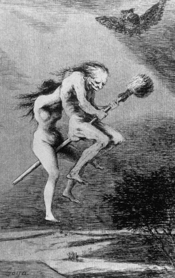 RT @ddoniolvalcroze: Two naked witches riding on a broomstick accompanied by an owl, by Francisco Goya. https://t.co/wa7RKmJPxc