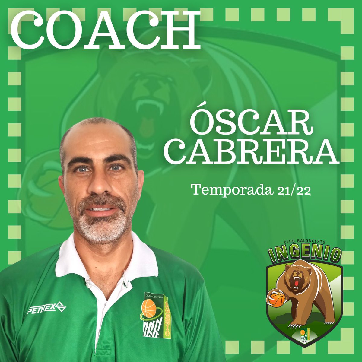 CbIngenio's tweet photo. Hoy toca presentar a Óscar Cabrera, que repetirá un año más como entrenador y jugador del senior masculino🏀
Un placer para el club poder seguir contando con su  experiencia indudable en el baloncesto, con una larga trayectoria en diversos equipos de la isla💚
#cbingenio https://t.co/SeacSQezam